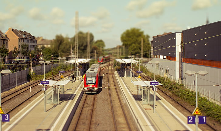 arkitektur, jernbanestasjon, tog, byen, stopp, bygge, Dortmund
