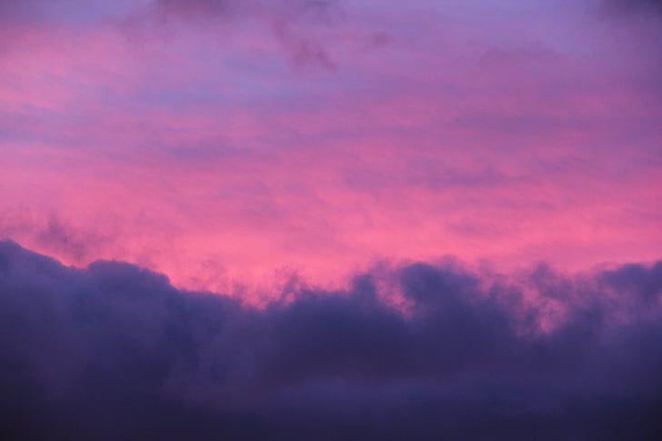 Sky, Sunset, Pink, blå