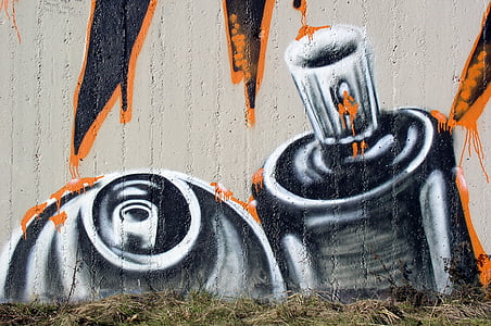 Graffiti, pared, arte de la calle, mural, rociador de, estilo, latas de aerosol