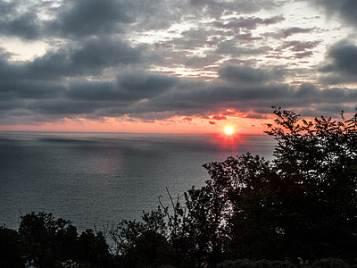 zonsopgang, rood, wolken, wolk, water, natuur, het Balatonmeer