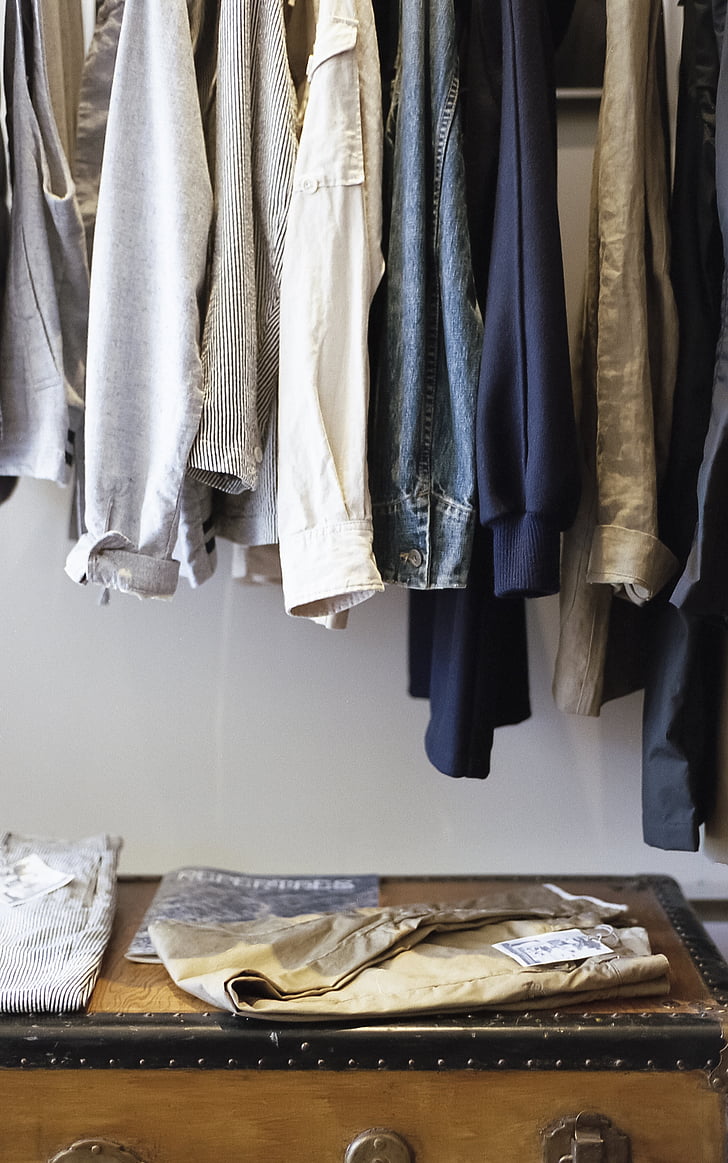 closet, clothes, wardrobe, clothing, fashion, shirts, pants
