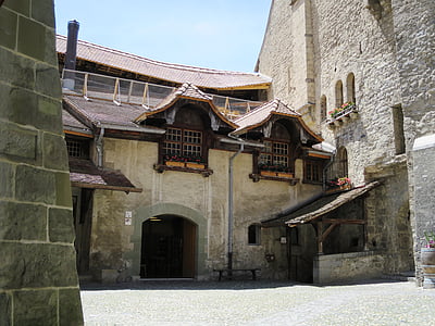 Château žinomą chillon, Montrė, Šveicarija, Ženevos ežeras