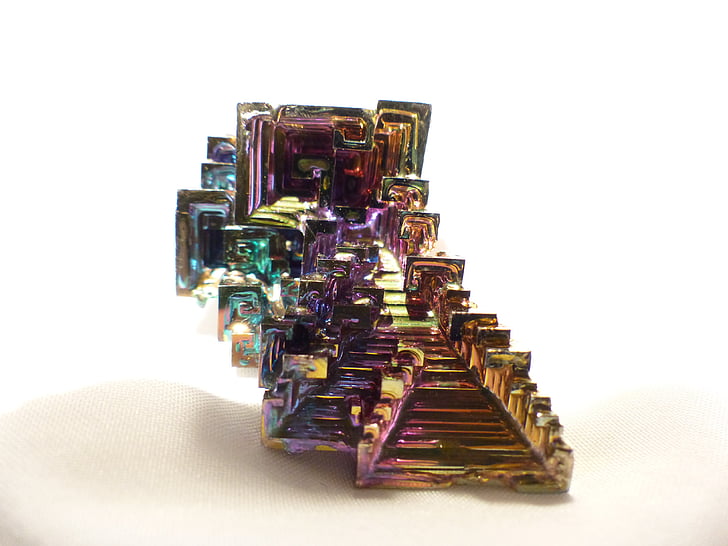 glazed includes, mineral, iridescent, bismuth, bismuth crystal, bismuth crystal level, bred