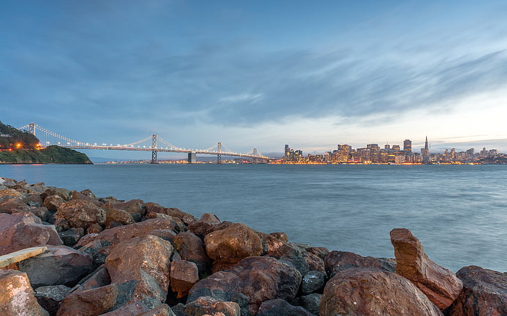 fotografering, San, Francisco, Oakland, Bay, Bridge, blå