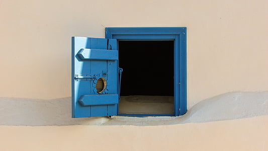 janela, de madeira, velho, azul, tradicional, arquitetura, Paralimni
