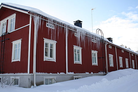 kuća, ledenice, Zima, snijeg, LED, Mraz