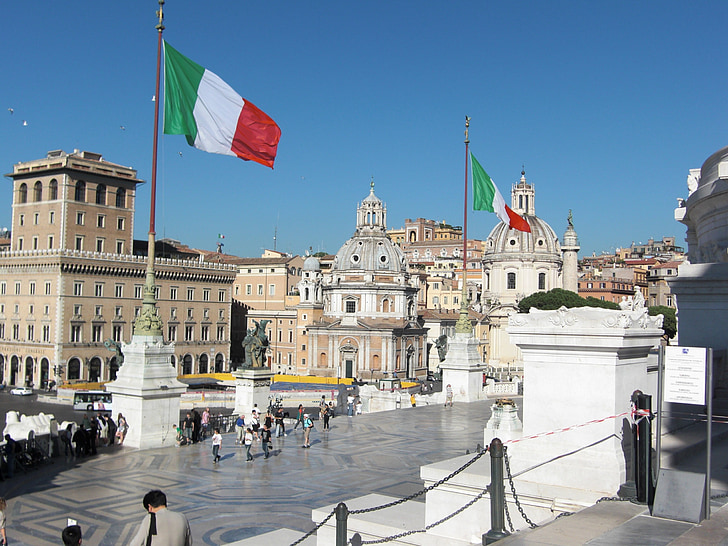 Vittorio emanuele, Rome, Italië, nationaal museum, vlag, ruimte