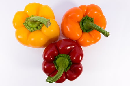 paprika, yellow, orange, red, vegetables, food, sweet peppers