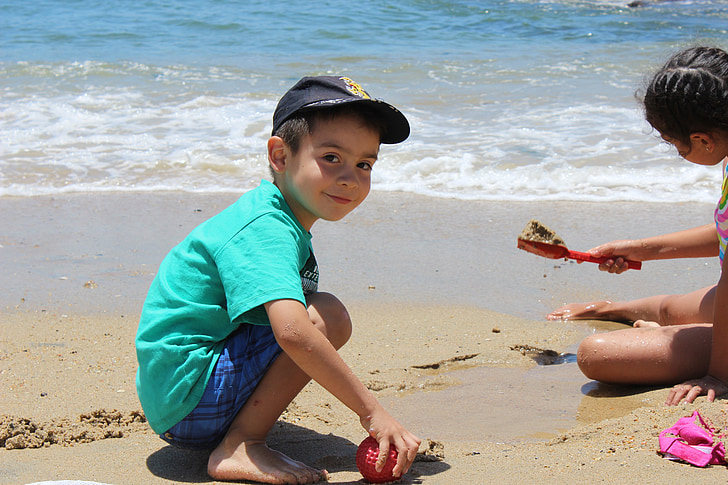 beach, children, playing, chile, child, sea, sand