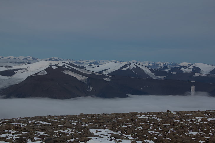 muntanyes, Àrtic, Svalbard, núvols