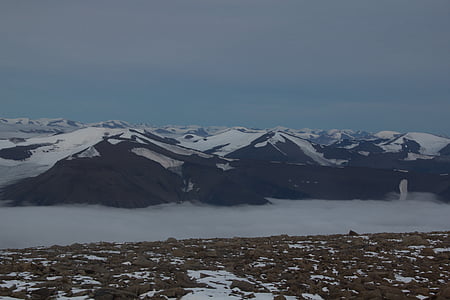 hory, Arktida, Svalbard, mraky