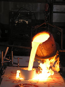 crucible, foundry, molten, bronze, metal, hot, casting