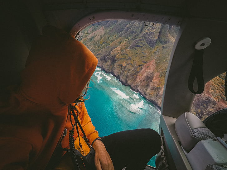 air, travel, people, passenger, helicopter, aerial, view