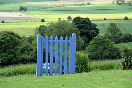 porte bleue, paysage anglais, Anglais, campagne, l’Angleterre, paysage, nature