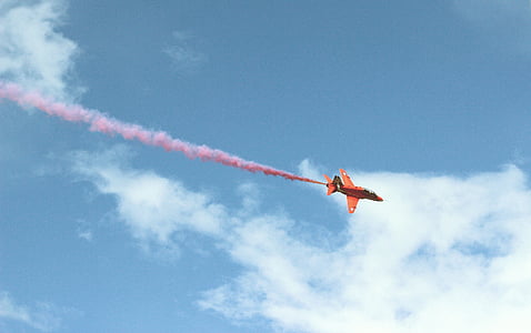 orange, Jetplane, Flying, blanc, nuages, en journée, Jet