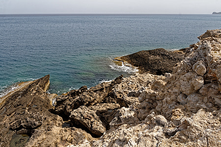 pedra, rocha, penhascos, Grécia, Rhodes, mar, água