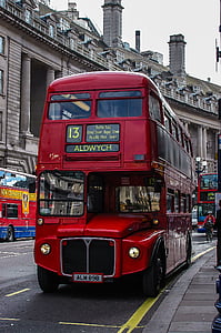 Londres, Grã-Bretanha, ônibus, vermelho, cidade, Reino Unido, britânico