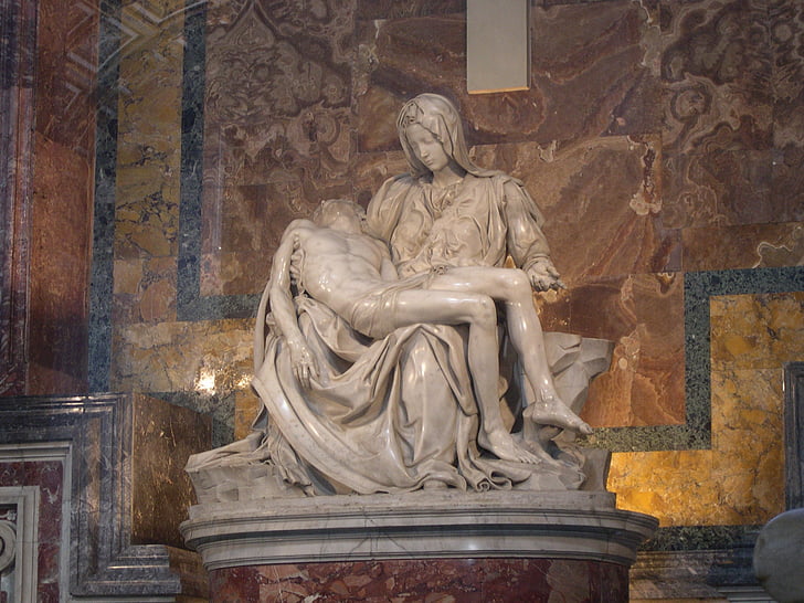 Vatican II, statue de, catholicisme, Vierge, deuil, marbre, Rome