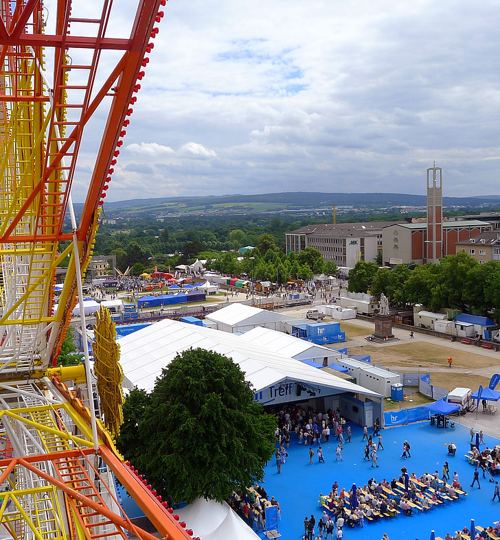 festival folklórico, Kassel, Hesse, Alemania, Hessian, Friedrichsplatz, vista aérea