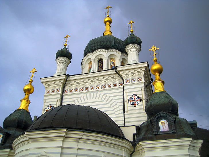 Храм, Церковь, золото, купол, Православные, Крест, кресты