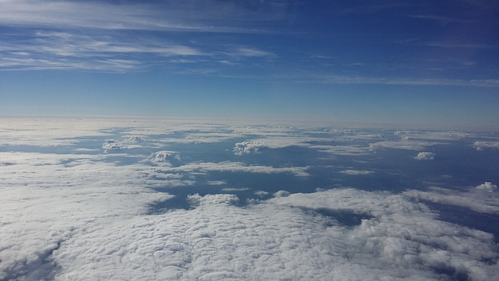 clouds, sky, plane, silence, calm