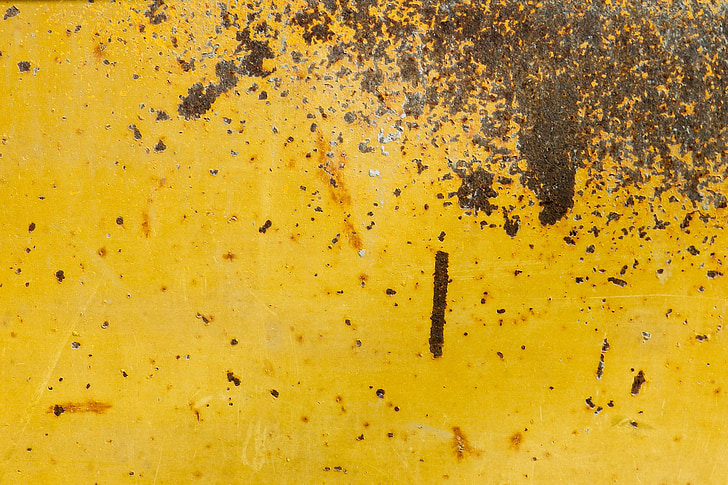 zid, Sažetak, zapušten, čelik, metala, žuta, smeđa