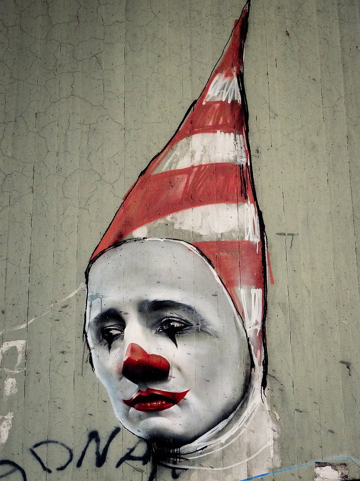 graffiti, clown, gezicht, Carnaval, masker, hoofd, decoratie