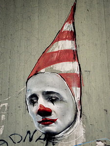 Graffiti, payaso, cara, Carnaval, máscara, cabeza, decoración