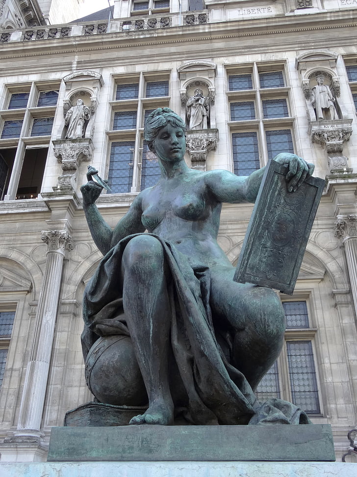 Estàtua de bronze, Nu femení, Ciència, bronze, estàtua, escultura, europeu