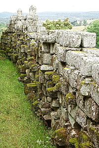 dinding batu, blok, rusak, kuno, reruntuhan, batu bahan