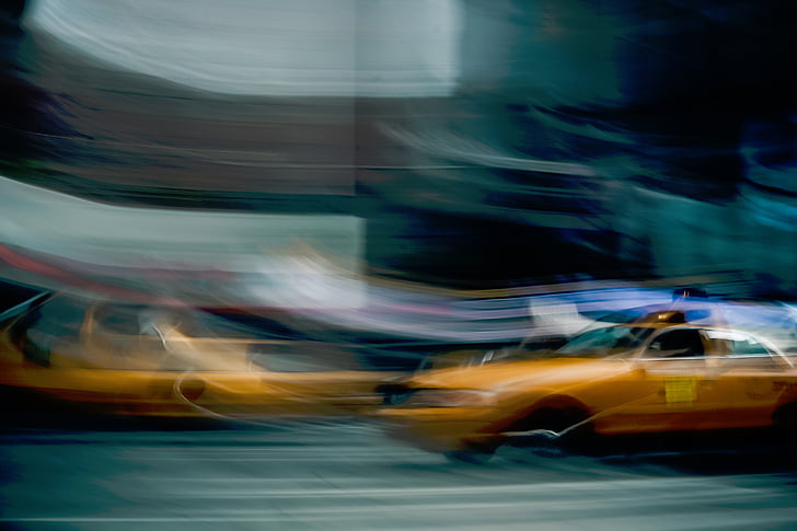 taxi, cabs, motion, blur, long, exposure