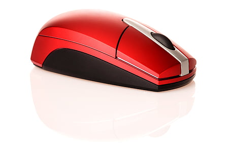 Crveni, bežični, računalo, miš, modela, ikona, računalo miša