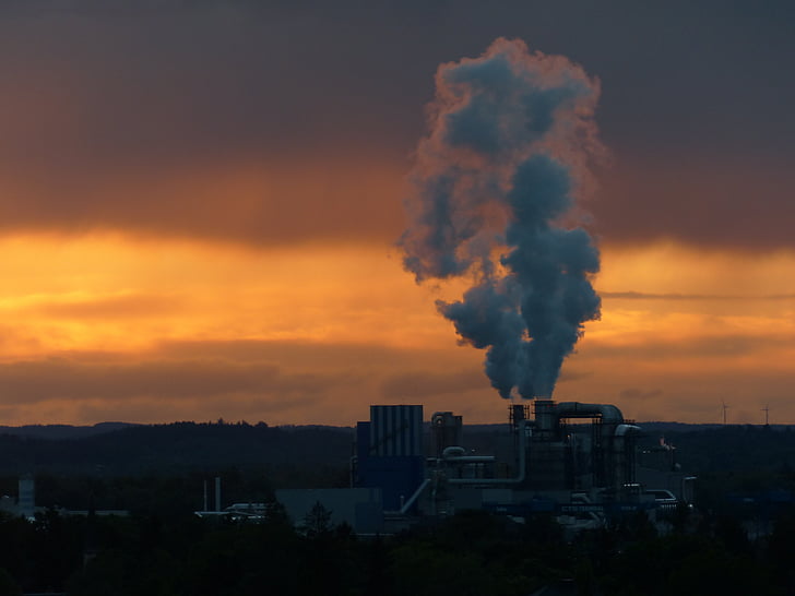 Industrie, Kraftwerk, Rauch, Abgase, Verschmutzung, Schornstein, Schutz der Umwelt