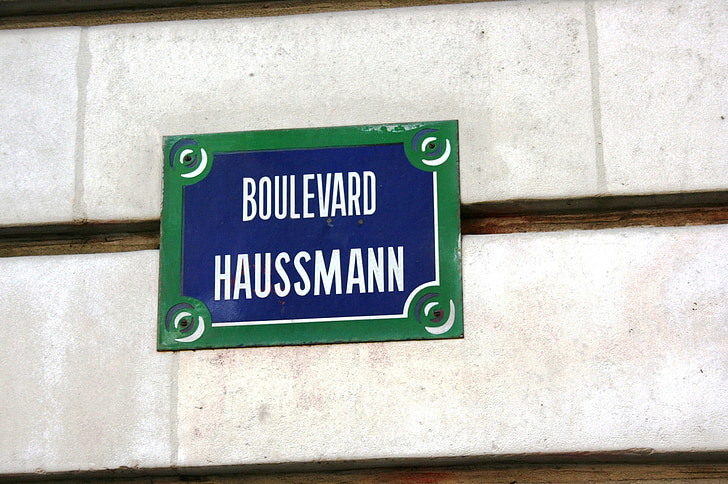 utcatábla, Boulevard haussmann, Párizs, jel
