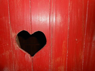 心, 木材, 赤, 愛, ロマンチックです, バレンタイン, 心