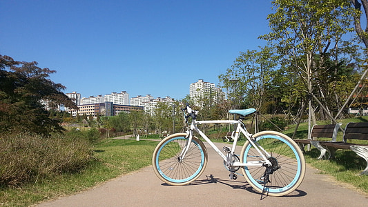 自転車, 公園, 乗馬