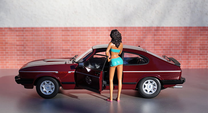 model bil, Ford, Capri, model, diorama, Auto, Oldtimer