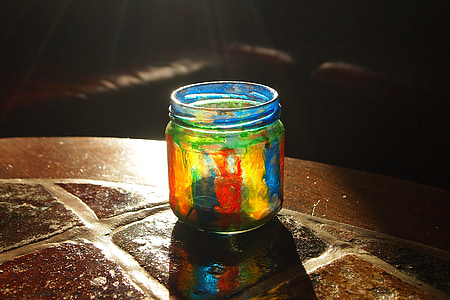 kaca, Jar, kaca cat, bermain-main, pewarna, berwarna