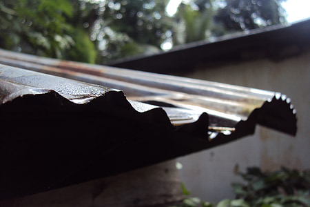 old roof sheet, wet, rainy, rain, rainy day, rusty, roof
