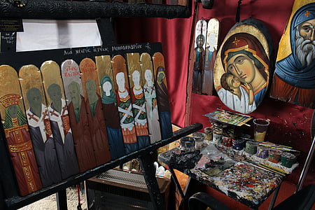 hagiografie dílna, pravoslavné ikony, malíř, ortodoxní malba, Svatí, Panna, malba