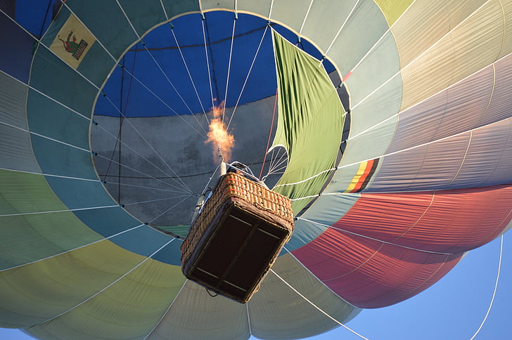 полет, балон, пламък, горещ въздух, кошчето, много цветни, горещ въздух балон