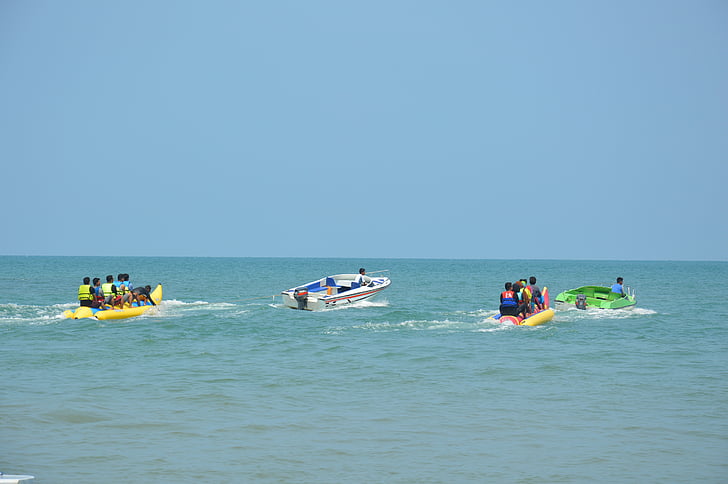 barco de banana, mar, barco, praia, água, oceano, banana