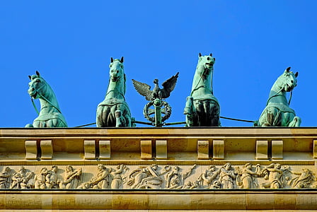 porte de Brandebourg, Berlin, point de repère, objectif, Quadriga, Quatuor tendue, chariot
