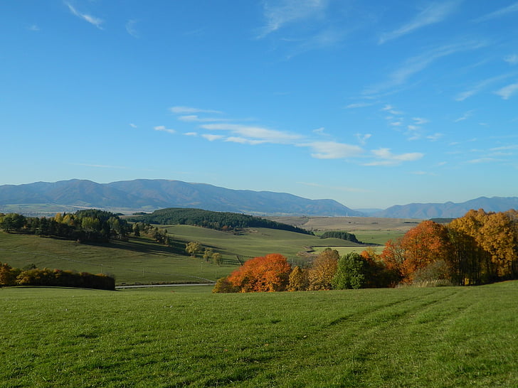 land, Slovakien, visningar, hösten, solen, himlen, Turiec