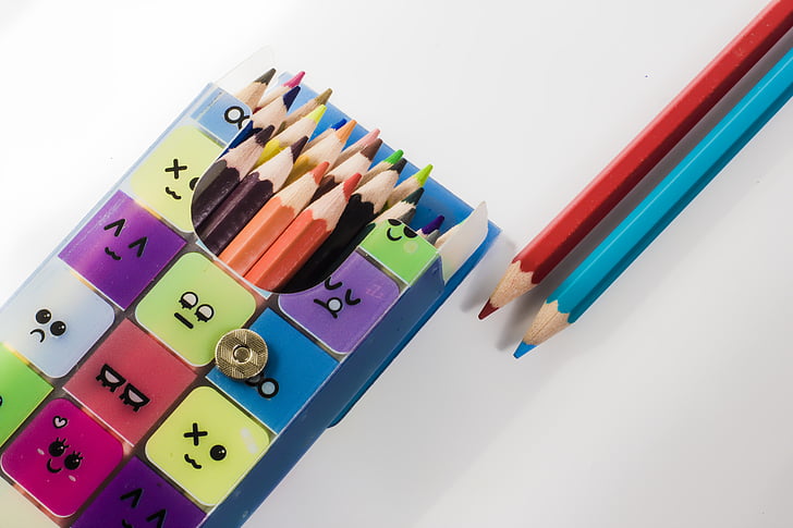 μολύβι, σκίτσο, χρώμα, σχέδιο, πολύχρωμο, χρώμα, σχολείο