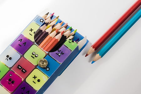 blyant, skitse, farve, tegning, farverige, farve, skole