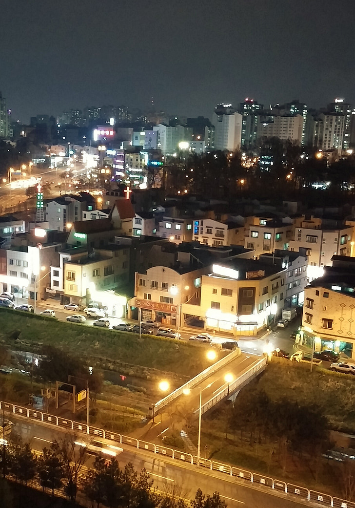 nit, carrer, paisatge, República de Corea, el cel de nit, arquitectura, vista nocturna