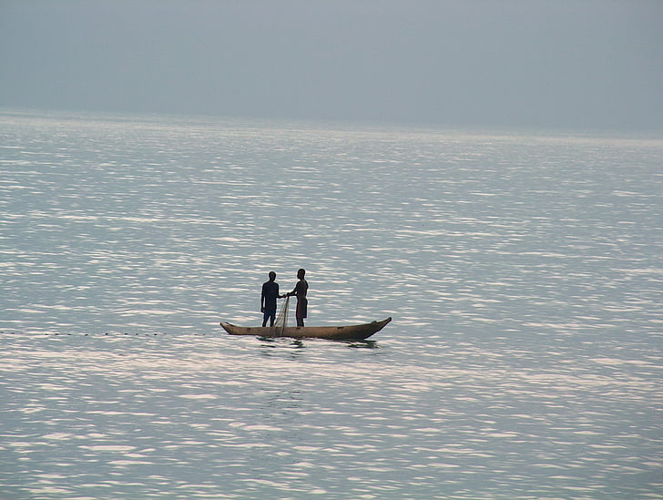 圣多美和普林西比, 渔民, small-scale 钓鱼, 非洲, 岛屿, mar, 小船