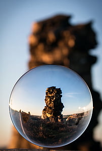 bola de cristal, pared del diablo, resina, Königstein, imagen de globo, roca, caminata
