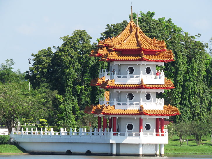 Cingapura, jardim chinês, à tarde, Ásia, arquitetura, Templo - edifício, China - Ásia Oriental